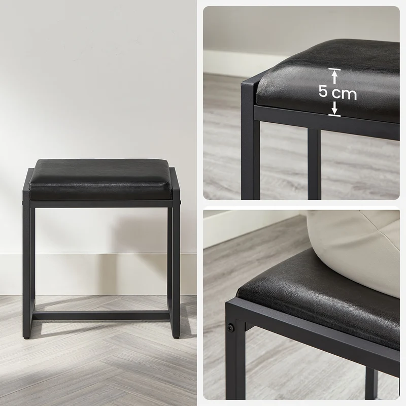 Ensemble de coiffeuse table de toilette 90 x 40 x 141 cm avec tabouret rembourré avec miroir triple 3 tiroirs porte-sèche-cheveux pot style industriel marron 12_0005417