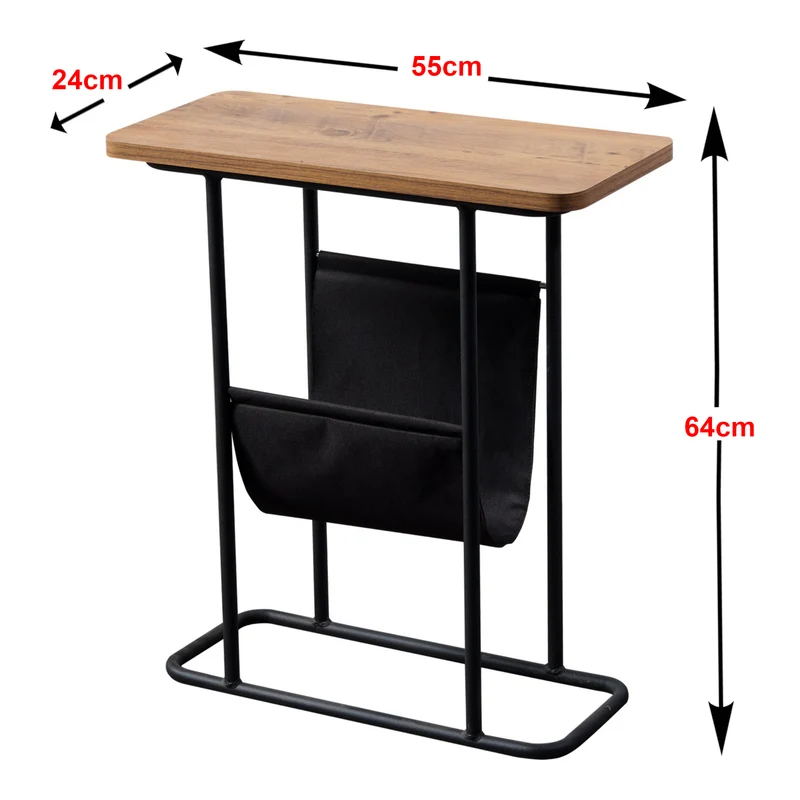 Table d'appoint avec espace de rangement 64 x 55 x 24 cm effet noyer / noir 03_0008599