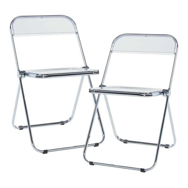 Lot de 2 chaises pliantes extérieur jardin camping terrasse 74 x 46 x 47 cm transparent 03_0009648