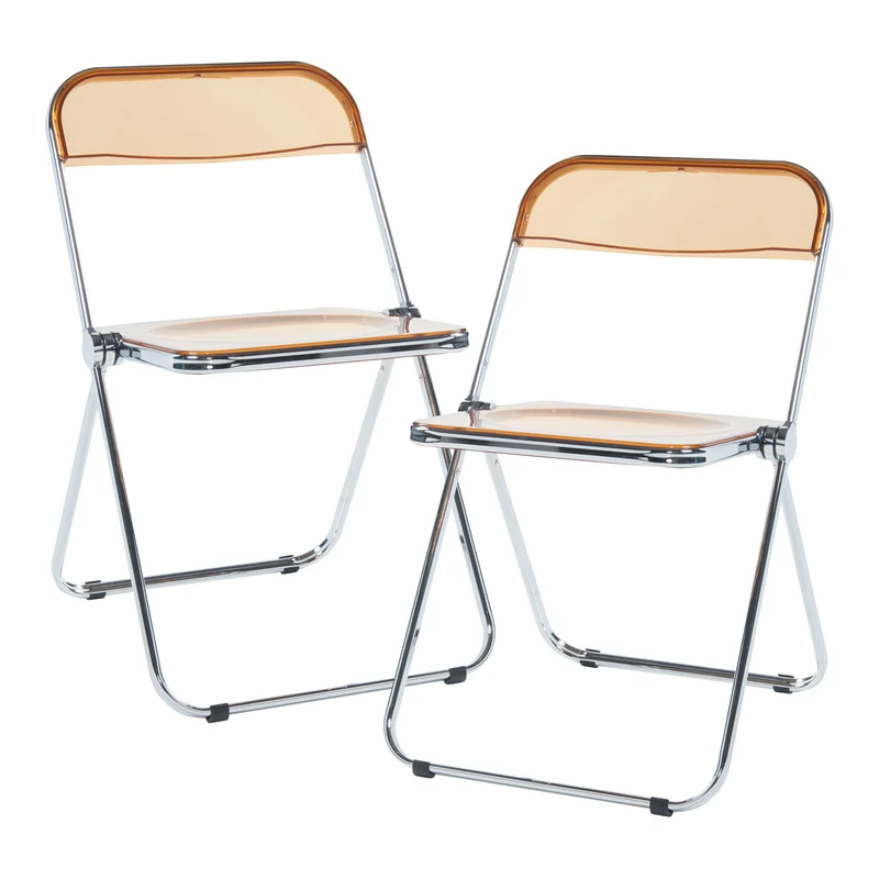 Lot de 2 chaises pliantes extérieur jardin camping terrasse 74 x 46 x 47 cm orange transparent 03_0009645