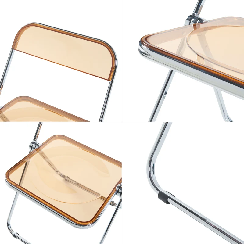 Lot de 2 chaises pliantes extérieur jardin camping terrasse 74 x 46 x 47 cm orange transparent 03_0009645
