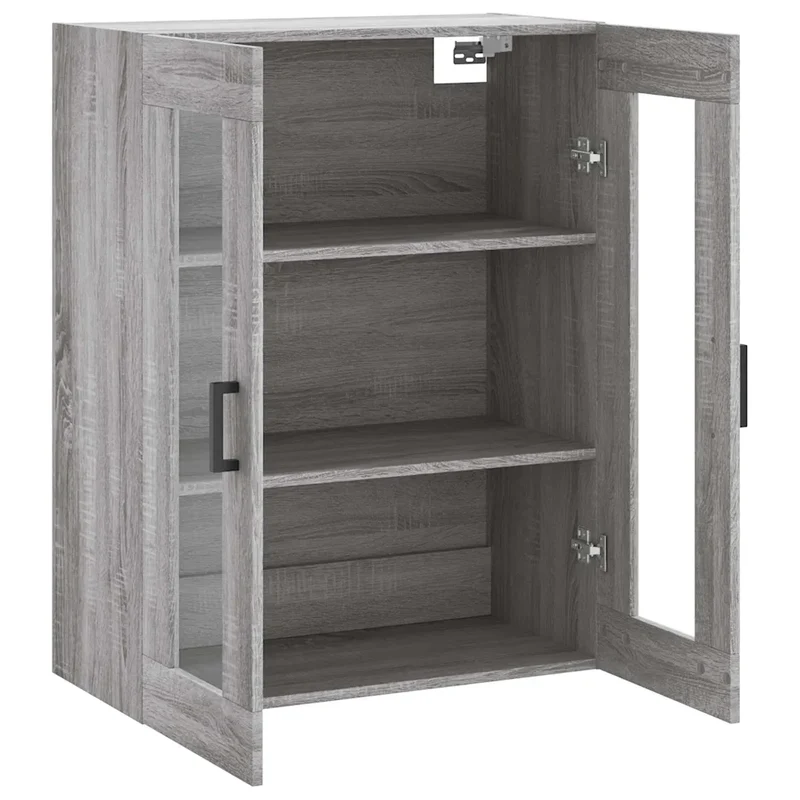 Armoire murale élégante avec porte vitrée 69,5 x 34 x 90 cm pour un rangement optimisé en bois gris 02_0048629