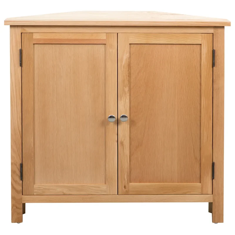 Armoire d'angle 80 x 33,5 x 78 cm avec grand espace de rangement style rustique en bois massif marron 02_0046308
