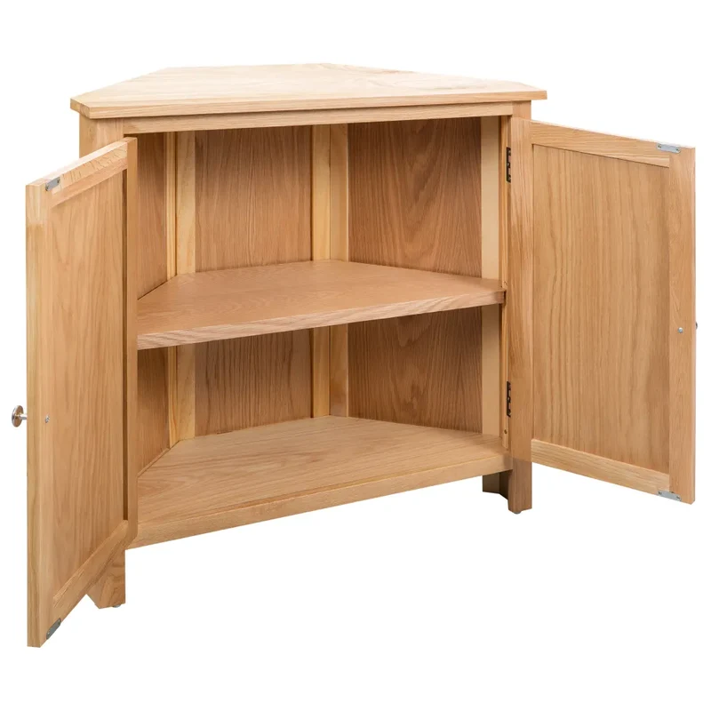 Armoire d'angle 80 x 33,5 x 78 cm avec grand espace de rangement style rustique en bois massif marron 02_0046308