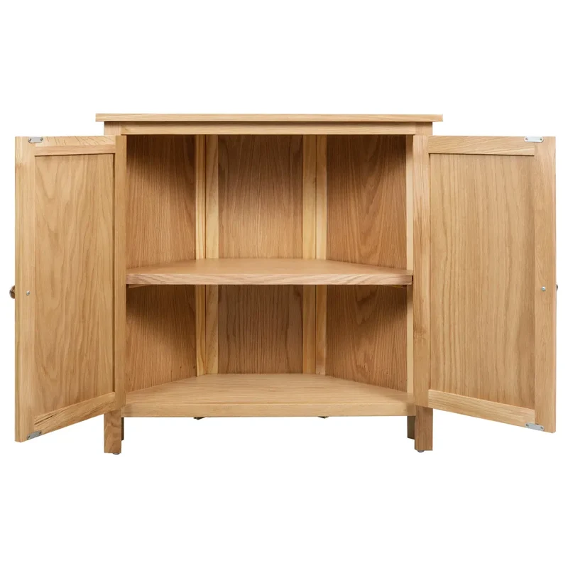 Armoire d'angle 80 x 33,5 x 78 cm avec grand espace de rangement style rustique en bois massif marron 02_0046308