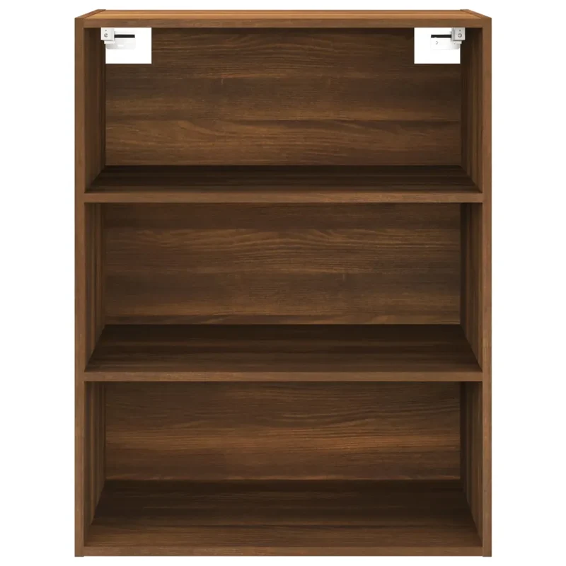 Armoire murale suspendue avec 3 compartiments fonction de rangement 69,5 x 32,5 x 90 cm en bois d'ingénierie chêne marron 02_0048326