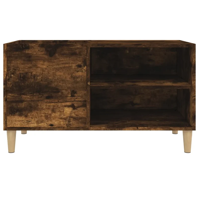 Armoire à disques vintage salon rangement spacieux 84,5 x 38 x 48 cm en bois d'ingénierie chêne fumé 02_0049199
