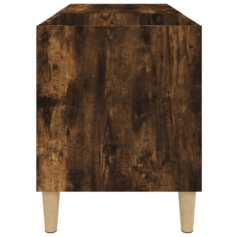 Armoire à disques vintage salon rangement spacieux 84,5 x 38 x 48 cm en bois d'ingénierie chêne fumé 02_0049199