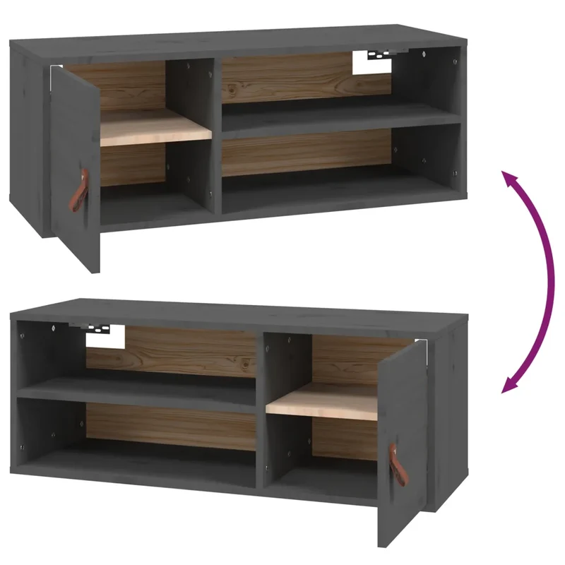 Armoire murale 80 x 30 x 30 cm espace ample de rangement style rustique en bois de pin gris 02_0048386