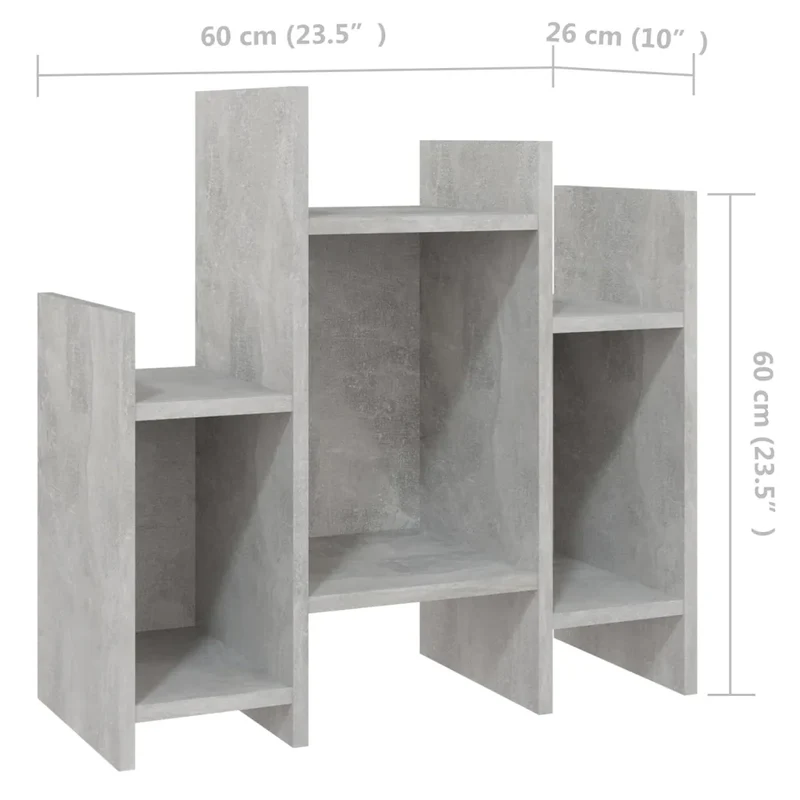 Armoire latérale pratique avec 6 étagères 60 x 26 x 60 cm en aggloméré gris béton 02_0047875