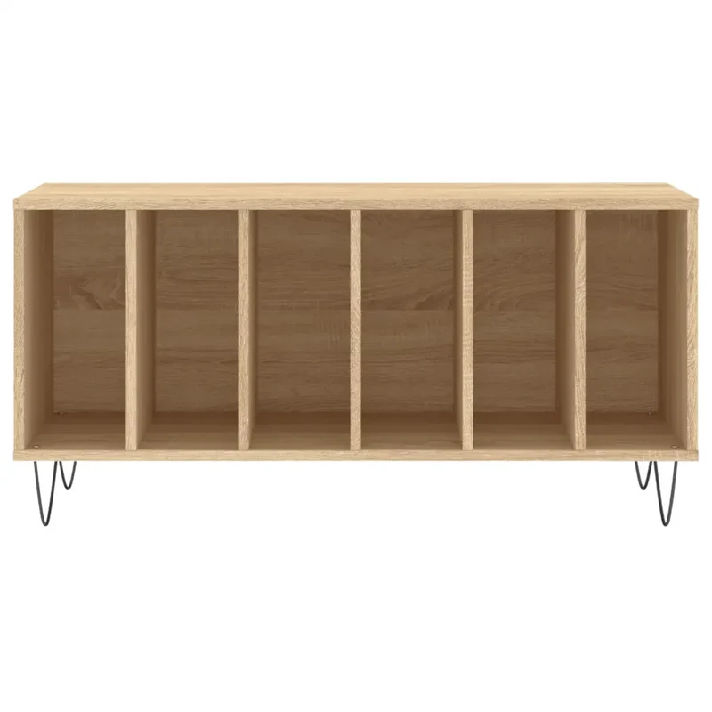 Armoire à disques pratique design industriel rangement vinyles 100 x 38 x 48 cm en bois d'ingénierie chêne sonoma 02_0049149