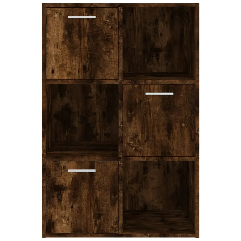 Armoire de rangement classique épurée 60 x 29,5 x 90 cm rangement spacieux design en bois d'ingénierie chêne fumé 02_0048168