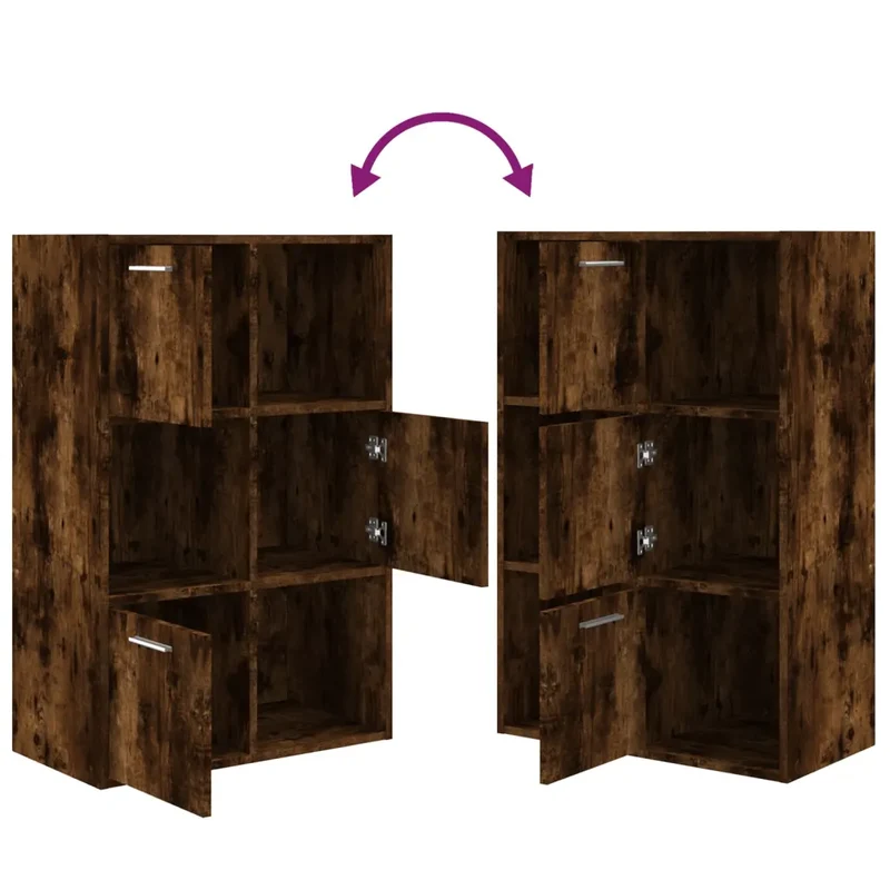 Armoire de rangement classique épurée 60 x 29,5 x 90 cm rangement spacieux design en bois d'ingénierie chêne fumé 02_0048168