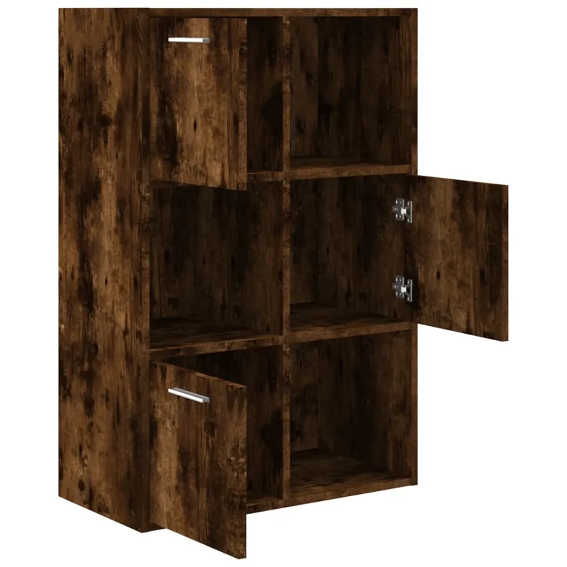 Armoire de rangement classique épurée 60 x 29,5 x 90 cm rangement spacieux design en bois d'ingénierie chêne fumé 02_0048168
