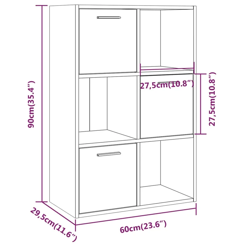 Armoire de rangement classique épurée 60 x 29,5 x 90 cm rangement spacieux design en bois d'ingénierie chêne fumé 02_0048168