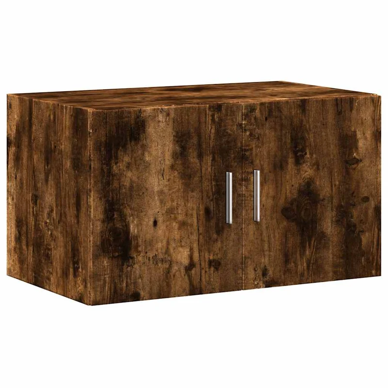 Armoire de rangement haute multifonctionnelle 70 x 42,5 x 225 cm en bois d'ingénierie chêne fumé 02_0055578