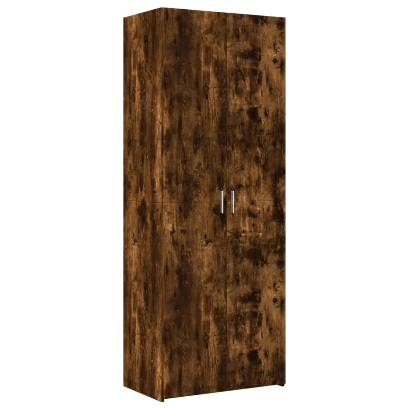 Armoire de rangement haute multifonctionnelle 70 x 42,5 x 225 cm en bois d'ingénierie chêne fumé 02_0055578