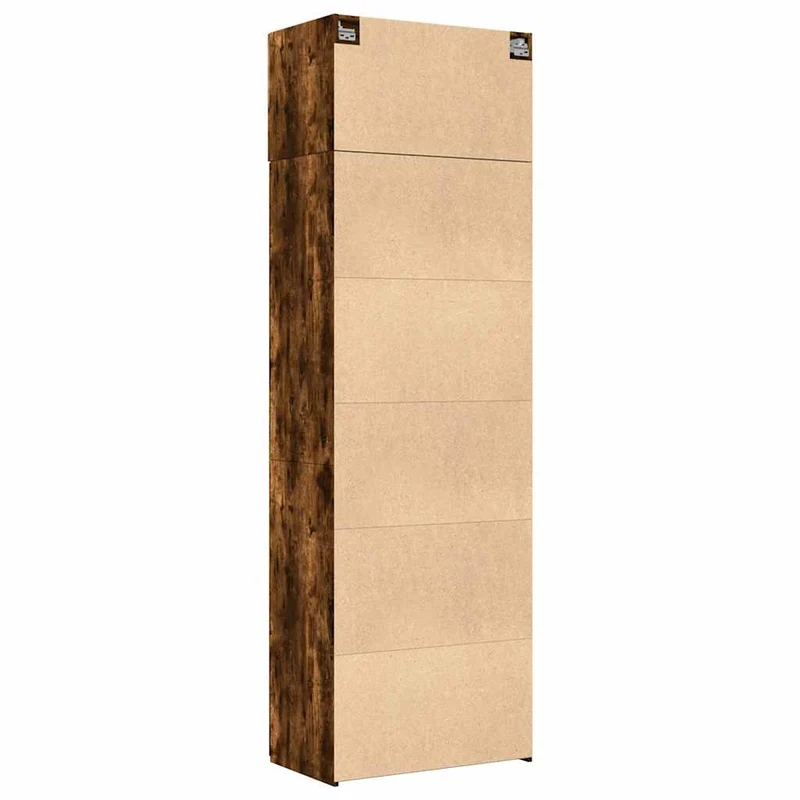Armoire de rangement haute multifonctionnelle 70 x 42,5 x 225 cm en bois d'ingénierie chêne fumé 02_0055578
