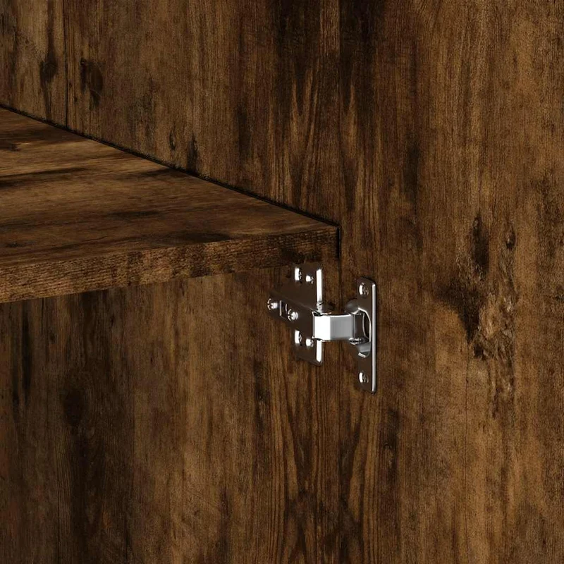 Armoire de rangement haute multifonctionnelle 70 x 42,5 x 225 cm en bois d'ingénierie chêne fumé 02_0055578