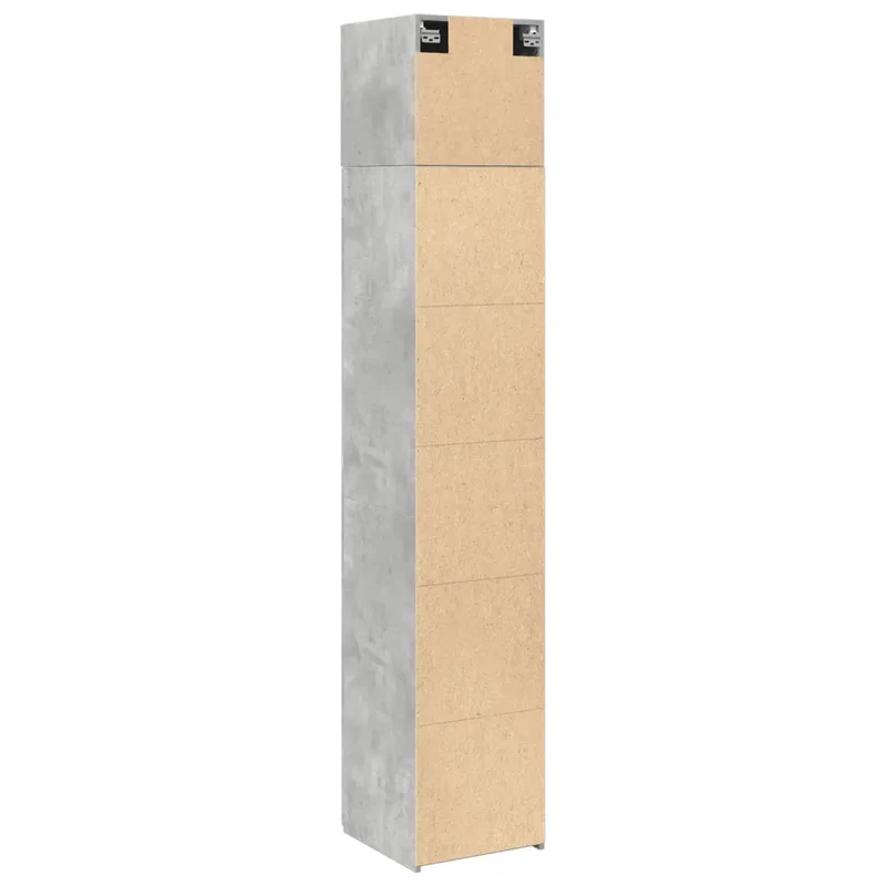 Armoire de rangement polyvalente haute 40 x 42,5 x 225 cm optimisation espace 6 compartiments en bois d'ingénierie gris béton 02_0055558
