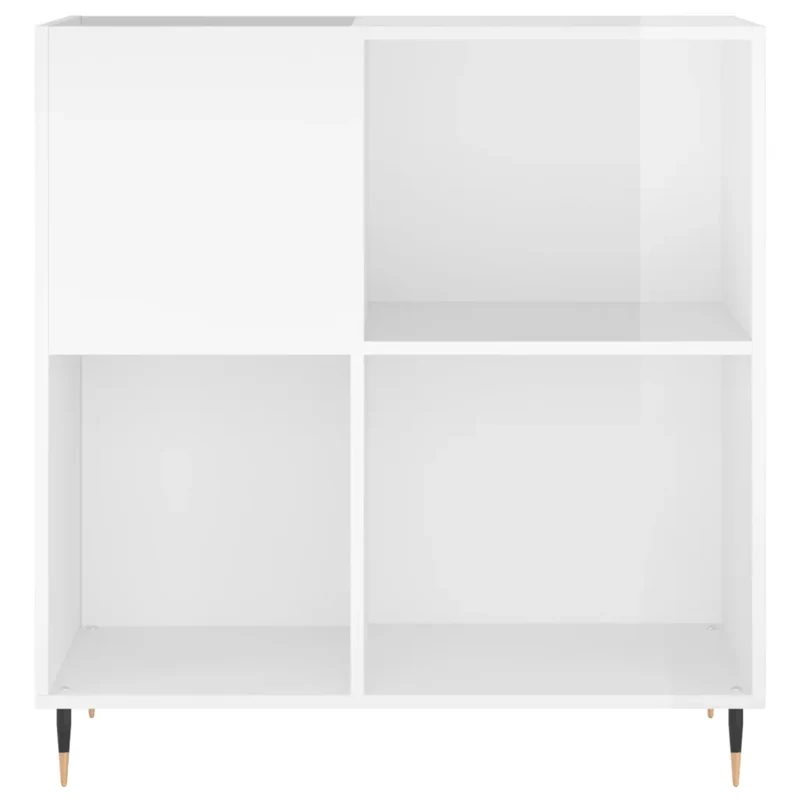 Armoire à disques classique rangement vinyles 84,5 x 38 x 89 cm style industriel en bois d'ingénierie blanc brillant 02_0049161