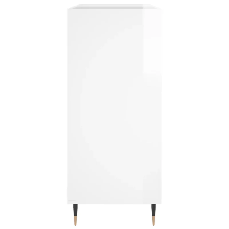 Armoire à disques classique rangement vinyles 84,5 x 38 x 89 cm style industriel en bois d'ingénierie blanc brillant 02_0049161