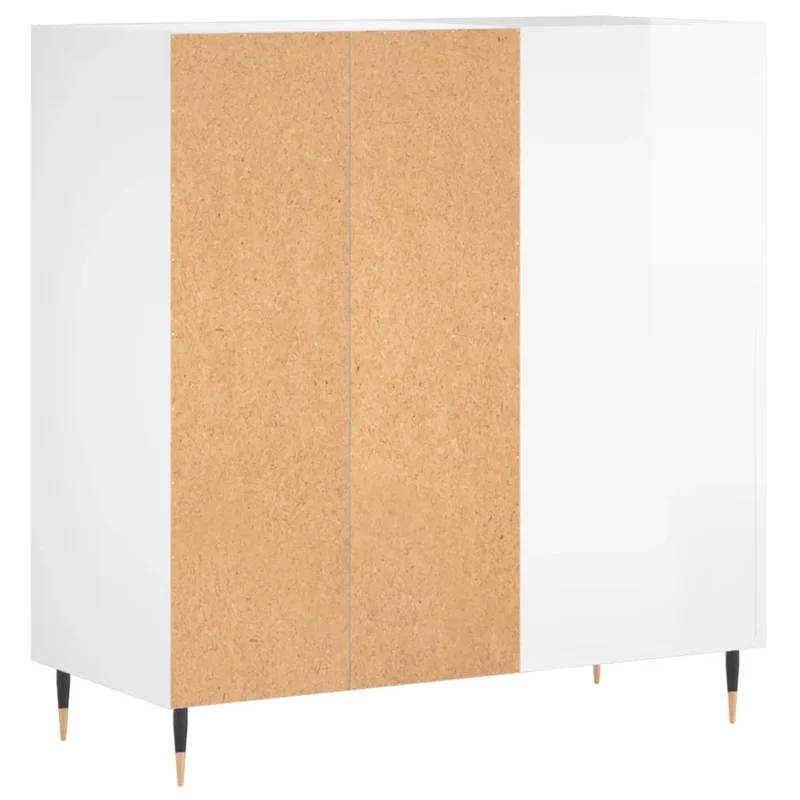 Armoire à disques classique rangement vinyles 84,5 x 38 x 89 cm style industriel en bois d'ingénierie blanc brillant 02_0049161