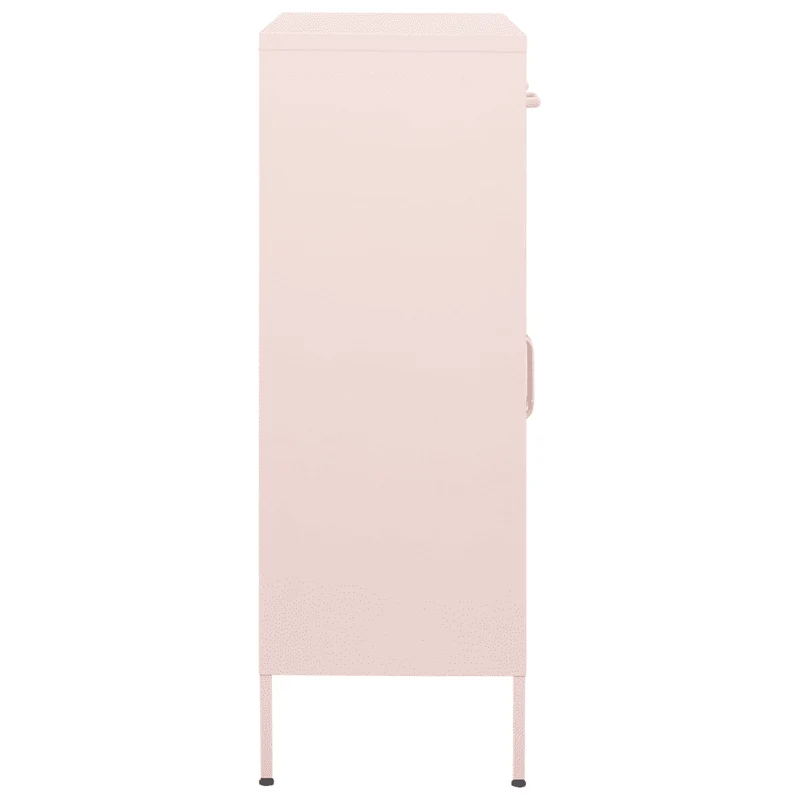 Armoire de rangement en acier 80 x 35 x 101,5 cm avec 2 tiroirs et étagère réglable style contemporain rose 02_0046848