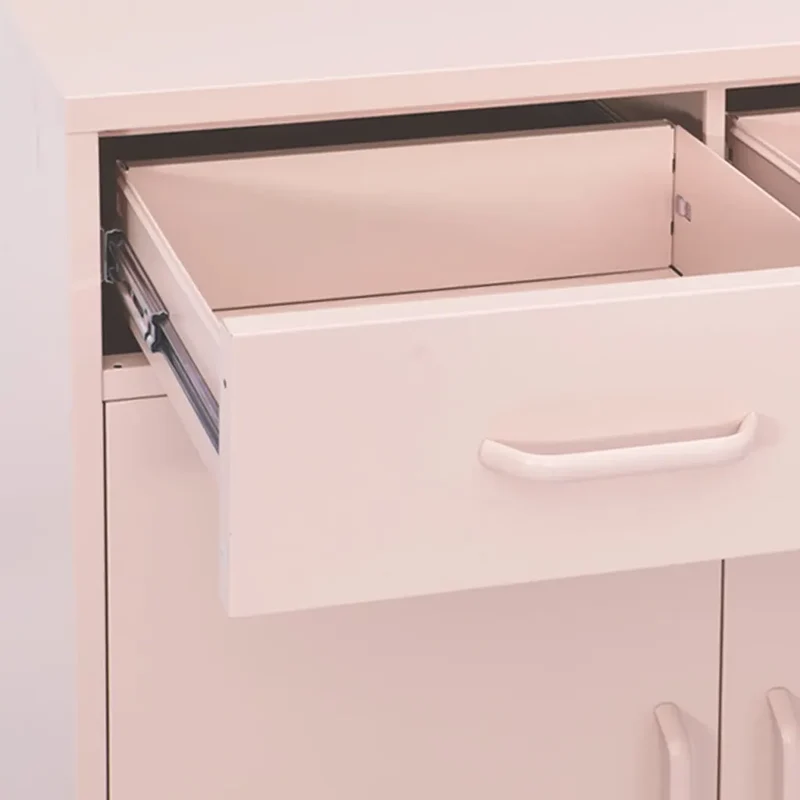 Armoire de rangement en acier 80 x 35 x 101,5 cm avec 2 tiroirs et étagère réglable style contemporain rose 02_0046848