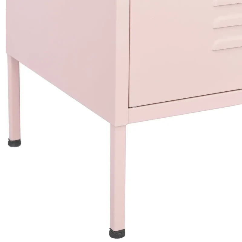 Armoire de rangement en acier 80 x 35 x 101,5 cm avec 2 tiroirs et étagère réglable style contemporain rose 02_0046848