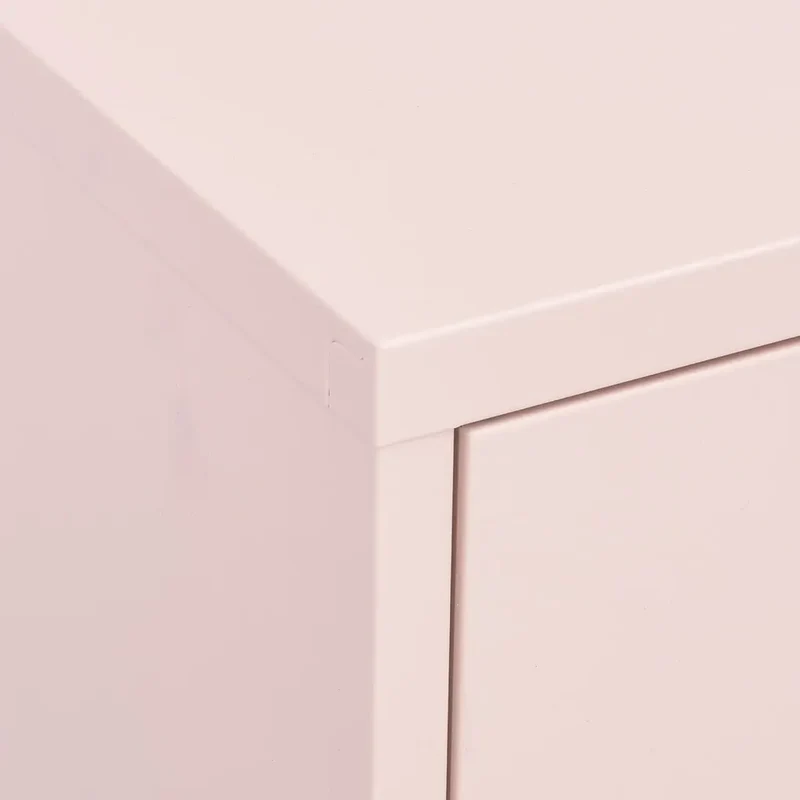 Armoire de rangement en acier 80 x 35 x 101,5 cm avec 2 tiroirs et étagère réglable style contemporain rose 02_0046848