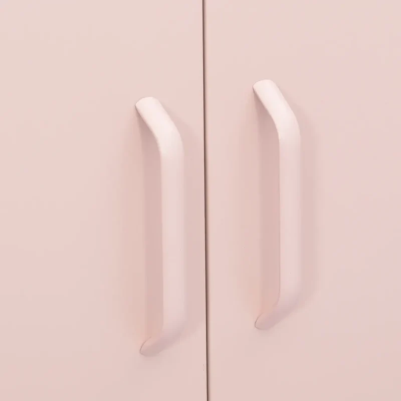 Armoire de rangement en acier 80 x 35 x 101,5 cm avec 2 tiroirs et étagère réglable style contemporain rose 02_0046848