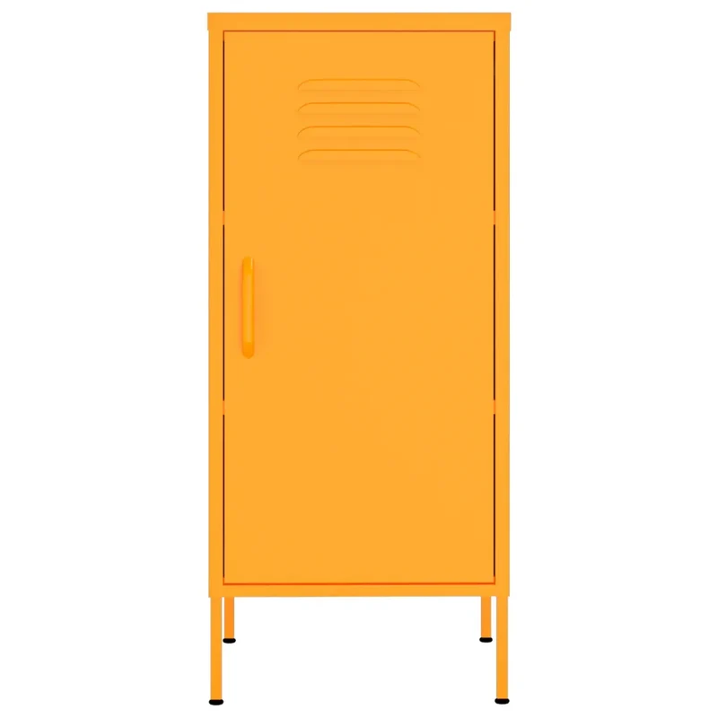 Armoire de rangement avec 2 étagères réglables design moderne salle à manger 42,5 x 35 x 101,5 cm en acier jaune moutarde 02_0046879