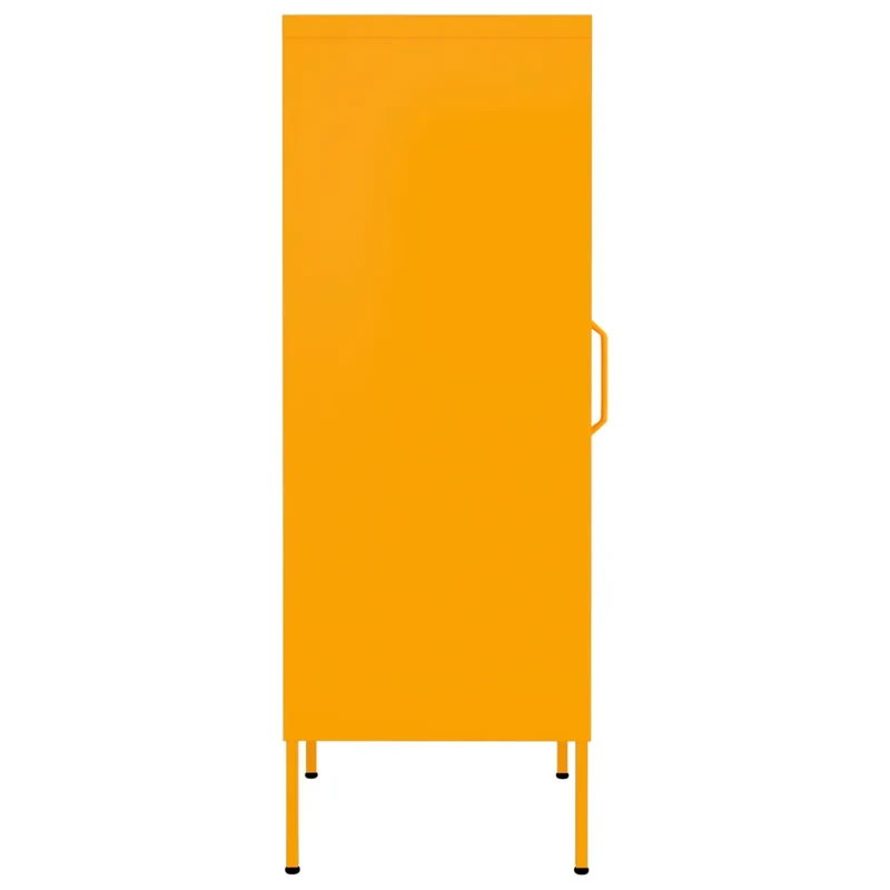 Armoire de rangement avec 2 étagères réglables design moderne salle à manger 42,5 x 35 x 101,5 cm en acier jaune moutarde 02_0046879