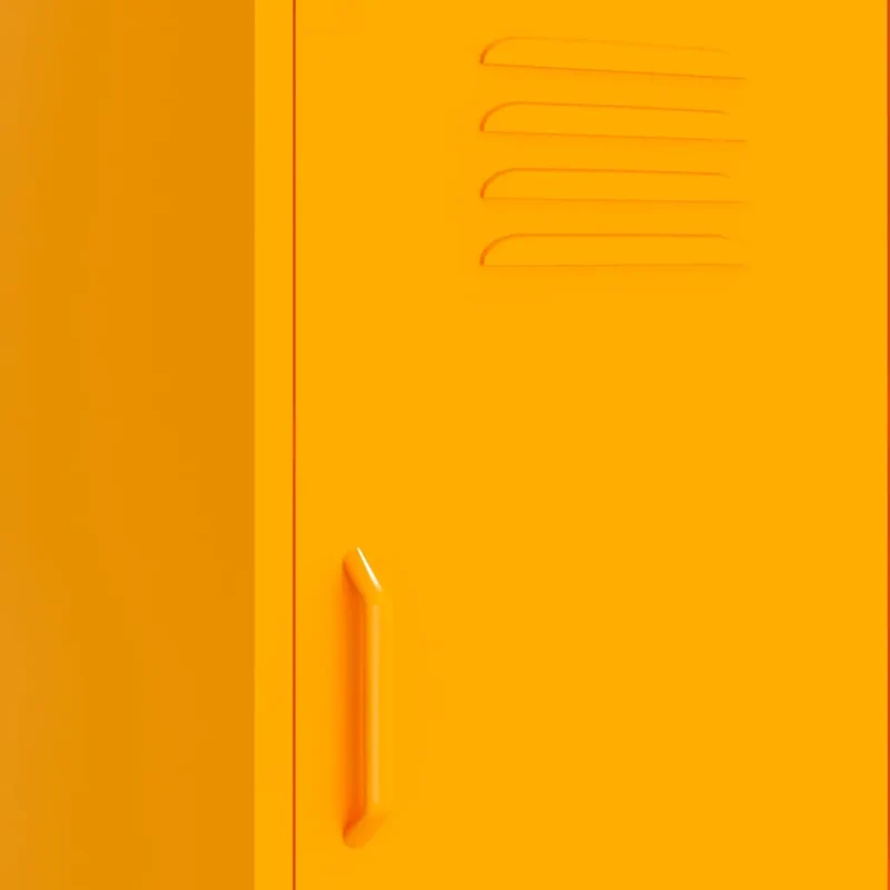 Armoire de rangement avec 2 étagères réglables design moderne salle à manger 42,5 x 35 x 101,5 cm en acier jaune moutarde 02_0046879