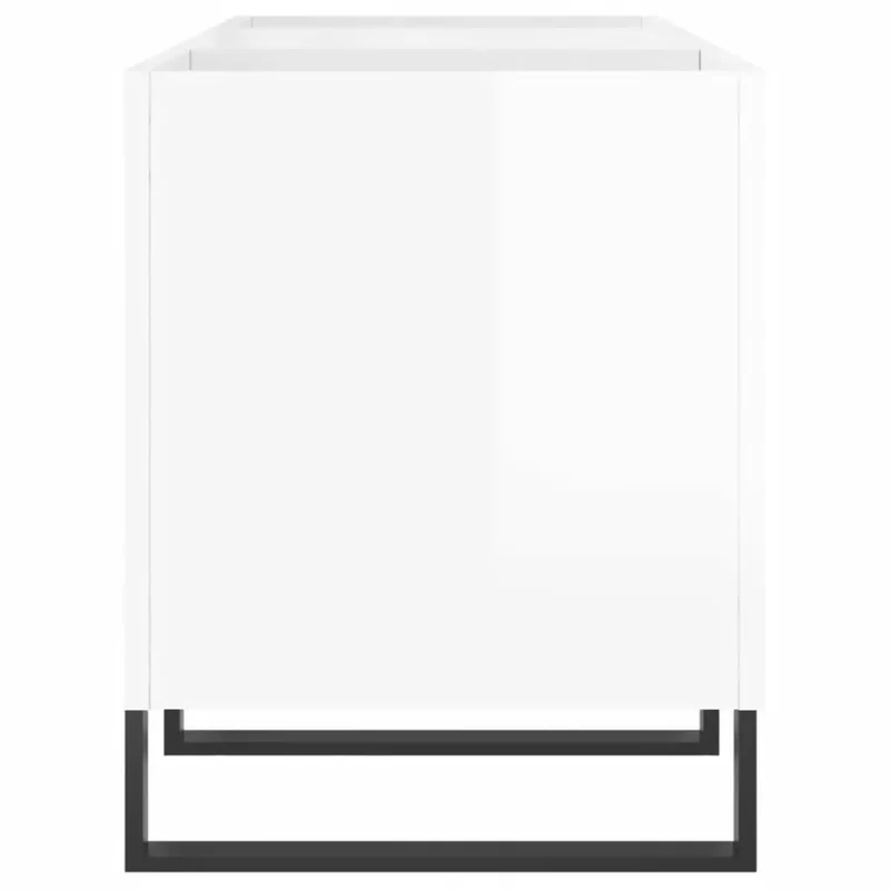 Armoire à disques pratique et classique 121 x 38 x 48 cm style industriel en bois d'ingénierie blanc brillant 02_0049097
