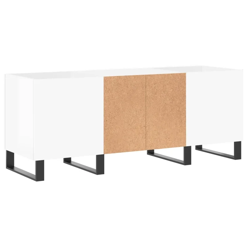Armoire à disques pratique et classique 121 x 38 x 48 cm style industriel en bois d'ingénierie blanc brillant 02_0049097