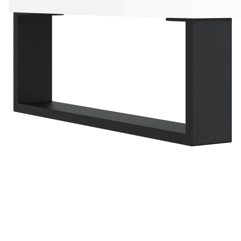 Armoire à disques pratique et classique 121 x 38 x 48 cm style industriel en bois d'ingénierie blanc brillant 02_0049097