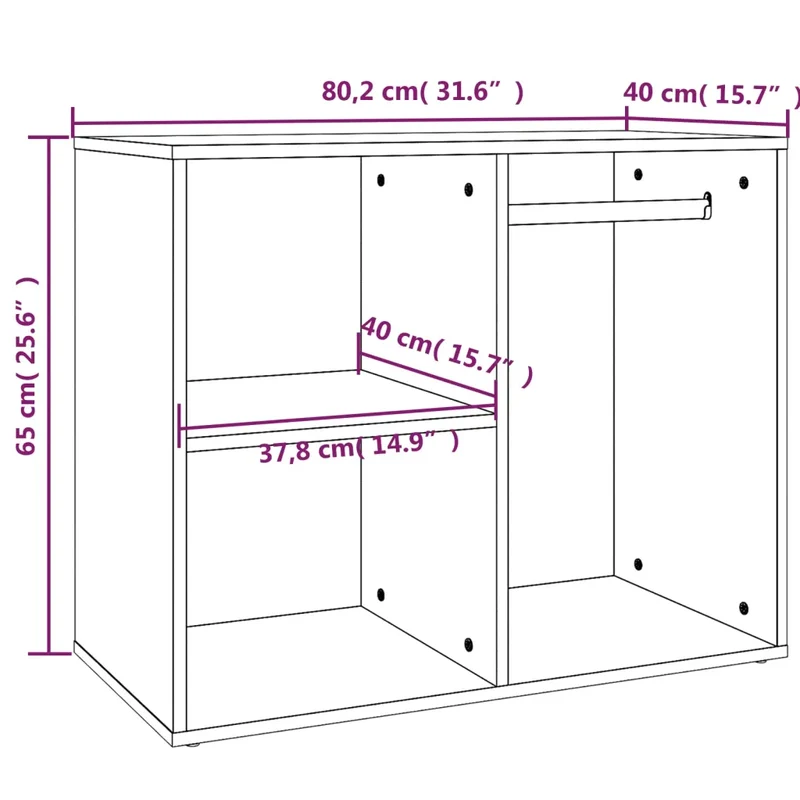 Armoire de dressing moderne design fonctionnelle 80 x 40 x 65 cm en bois d'ingénierie blanc brillant 02_0047957