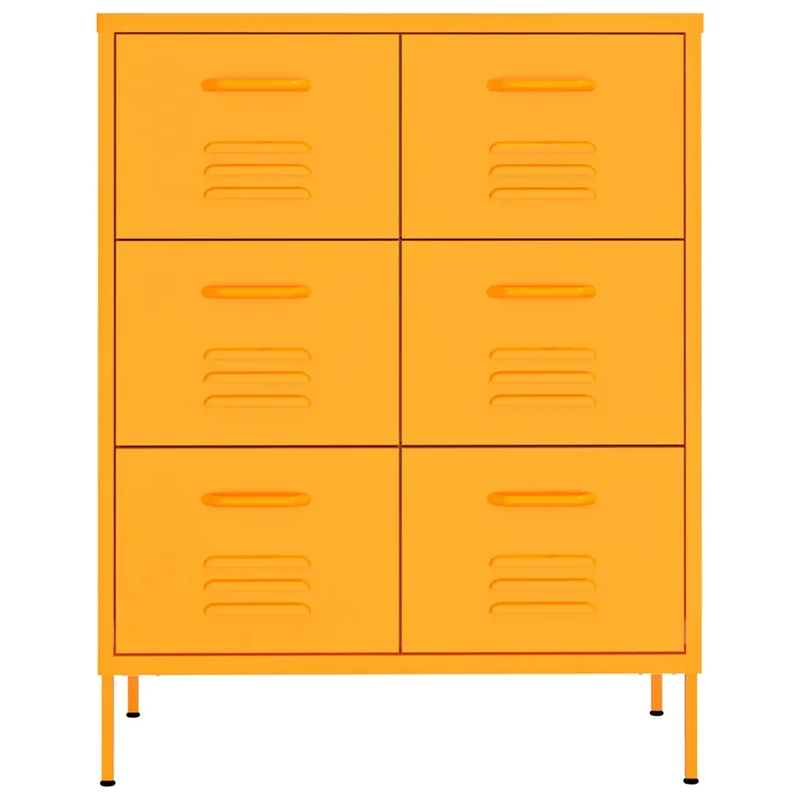 Armoire à tiroirs moderne pour rangement 80 x 35 x 101,5 cm en acier jaune moutarde 02_0046837