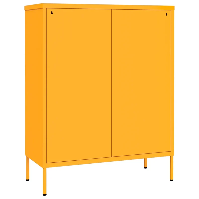 Armoire à tiroirs moderne pour rangement 80 x 35 x 101,5 cm en acier jaune moutarde 02_0046837