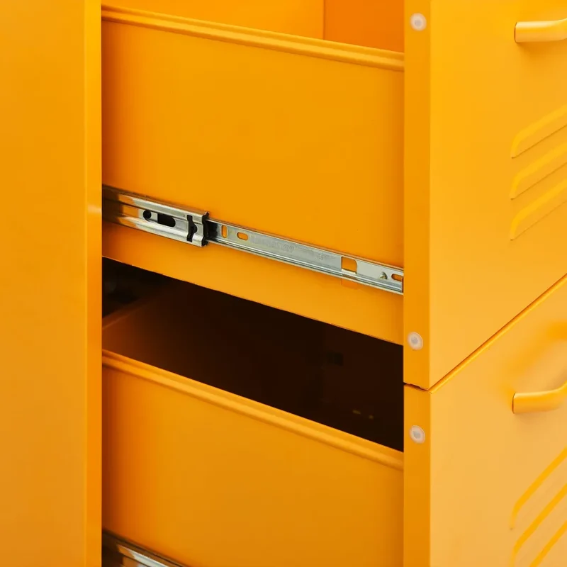 Armoire à tiroirs moderne pour rangement 80 x 35 x 101,5 cm en acier jaune moutarde 02_0046837