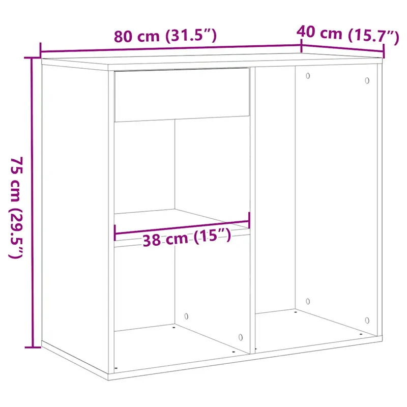 Armoire à cosmétiques ancienne pratique rangement 80 x 40 x 75 cm en bois d'ingénierie vieux bois 02_0051008