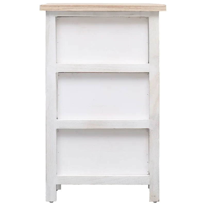 Armoire latérale 35 x 25 x 57 cm 3 tiroirs pratique support décoratif en bois de paulownia blanc 02_0046457