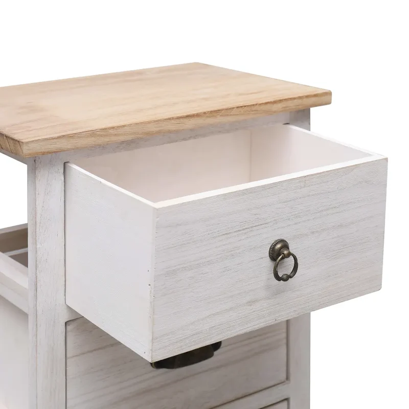 Armoire latérale 35 x 25 x 57 cm 3 tiroirs pratique support décoratif en bois de paulownia blanc 02_0046457