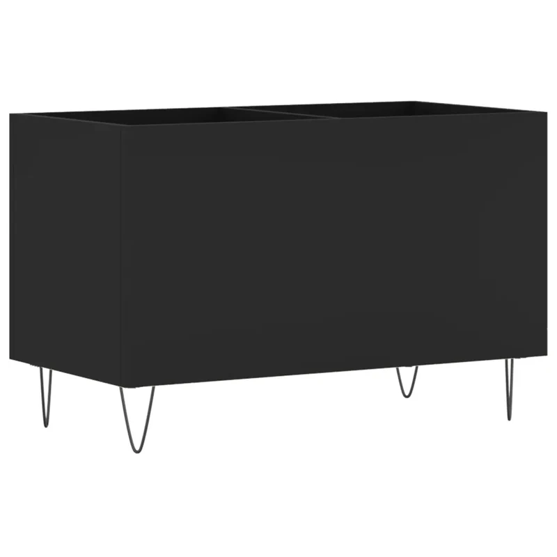 Armoire à disques pratique industriel 74,5 x 38 x 48 cm avec espace de rangement en bois noir 02_0049129