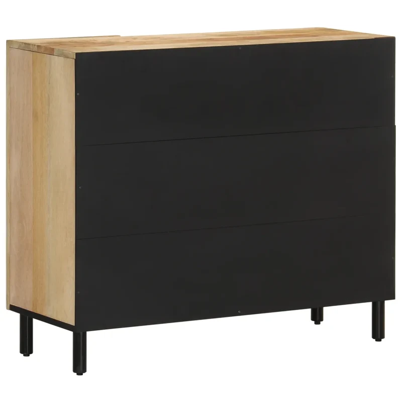 Armoire latérale 90 x 33 x 75 cm avec grand espace de rangement style rétro en bois massif de manguier 02_0047295