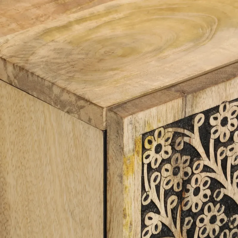 Armoire latérale 90 x 33 x 75 cm avec grand espace de rangement style rétro en bois massif de manguier 02_0047295