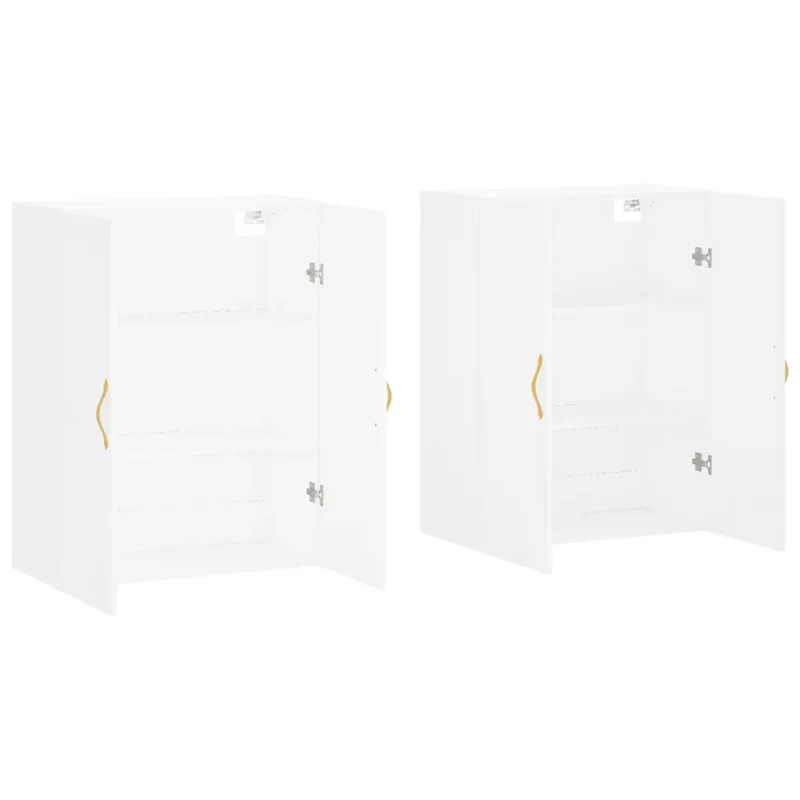 Lot de 2 armoires murales élégantes 69,5 x 34 x 90 cm grand espace de rangement design intemporel en bois d'ingénierie blanc 02_0055348