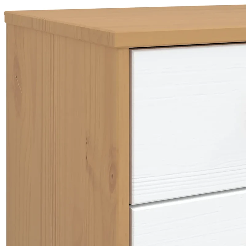 Armoire à tiroirs scandinave 111 x 42 x 73,5 cm grand espace de rangement finition mate en bois de pin blanc 02_0047359